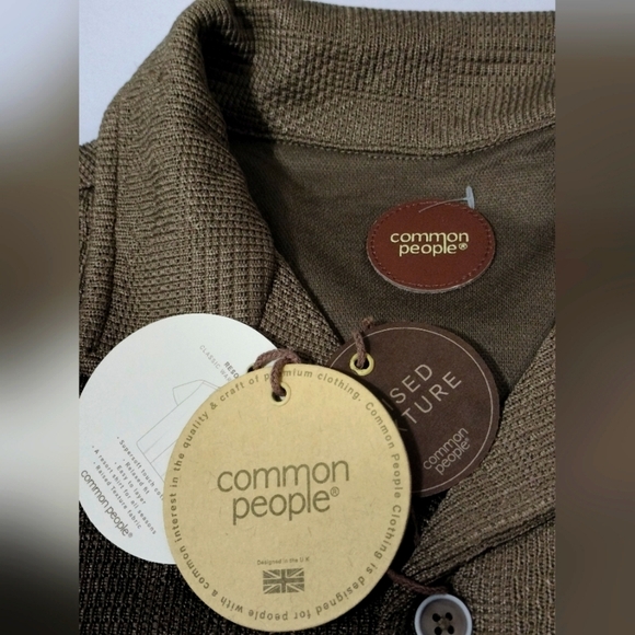Common People Men's Terry Square Casual Brown Button Down Shirt for Men/Size L - Picture 3 of 4